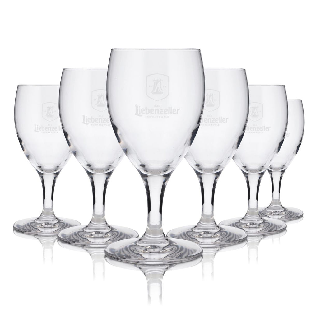 6 bicchieri Bad Liebenzeller in vetro da 0,18 l, set di bicchieri a calice per acqua minerale, acqua frizzante e soda