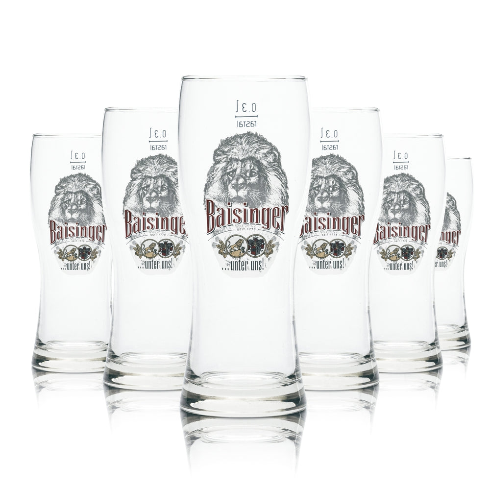 6 bicchieri da birra Baisinger in vetro da 0,3 l, produzione artigianale, Craft Gastro Bock Helles