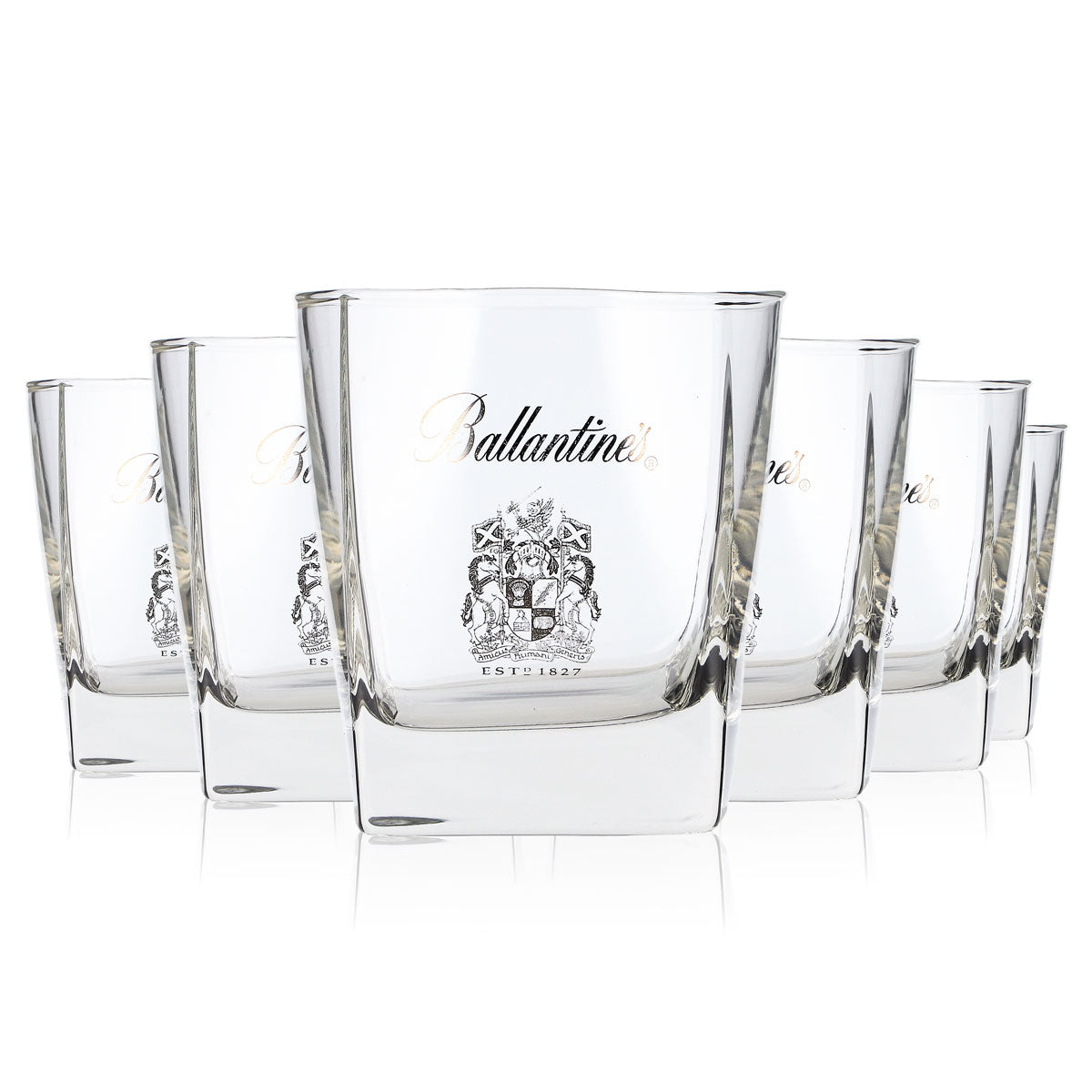 6 bicchieri da whisky Ballantines da 0,2 l, modello Tumbler con logo platino (set da 6)