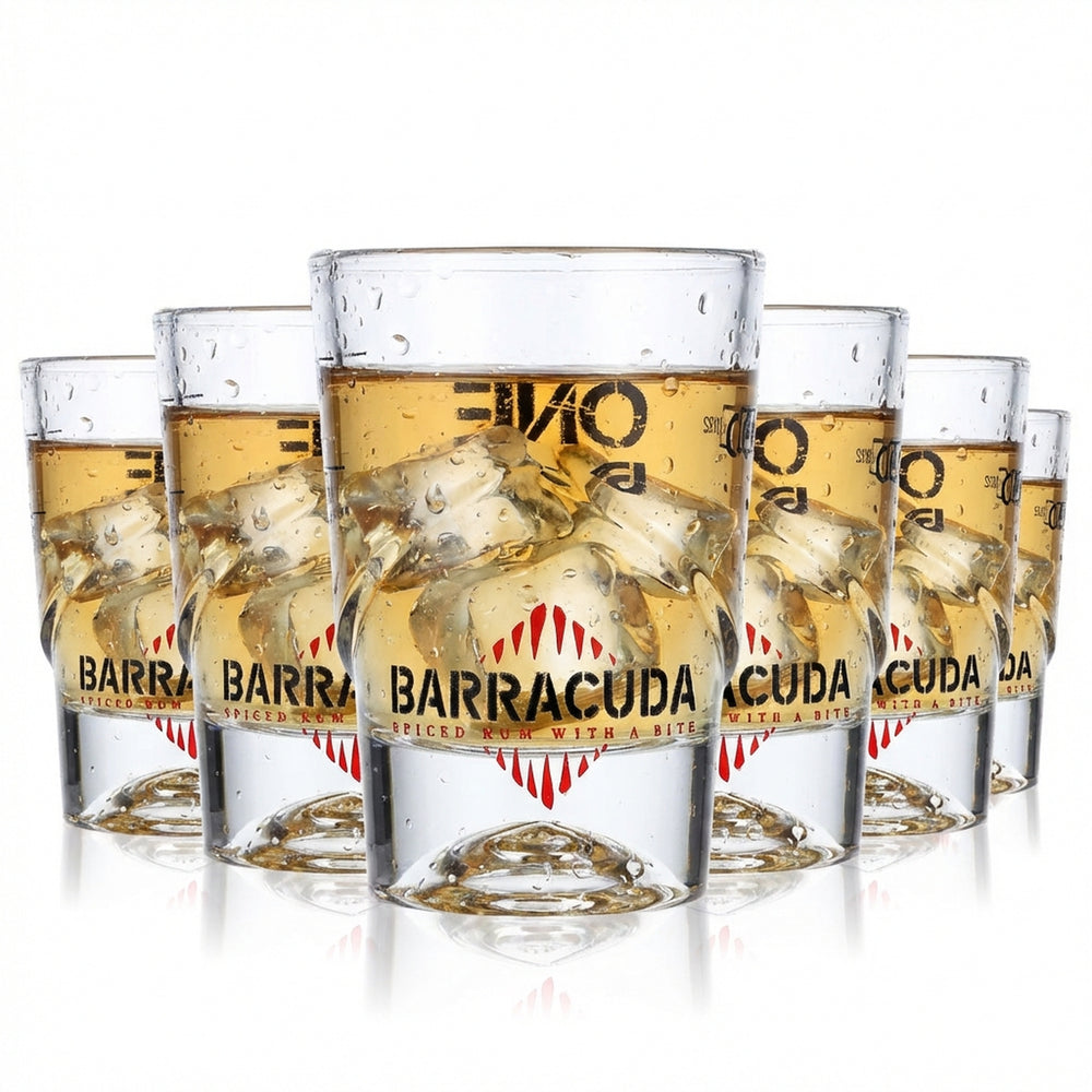 6 bicchierini da liquore Barracuda Rum Bicchierini corti Bicchierini da 4 cl Bicchierino "One Bite"