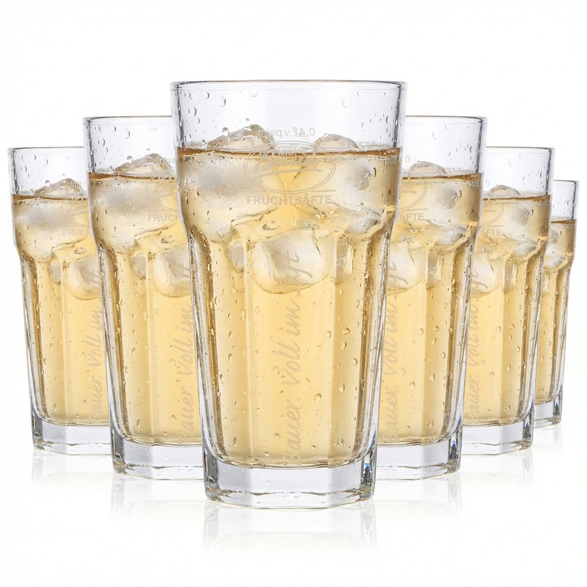 6 bicchieri da succo Bauer 0,4 l Bicchiere da succo Logo bianco verticale