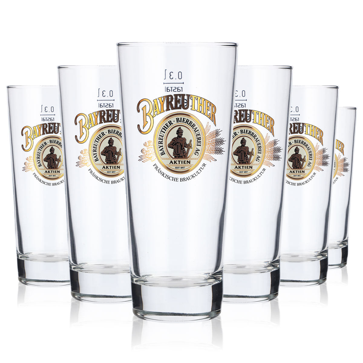6 bicchieri da birra Bayreuther da 0,3 l Bicchieri da birra Bicchiere da birra Logo dorato – Vista 5