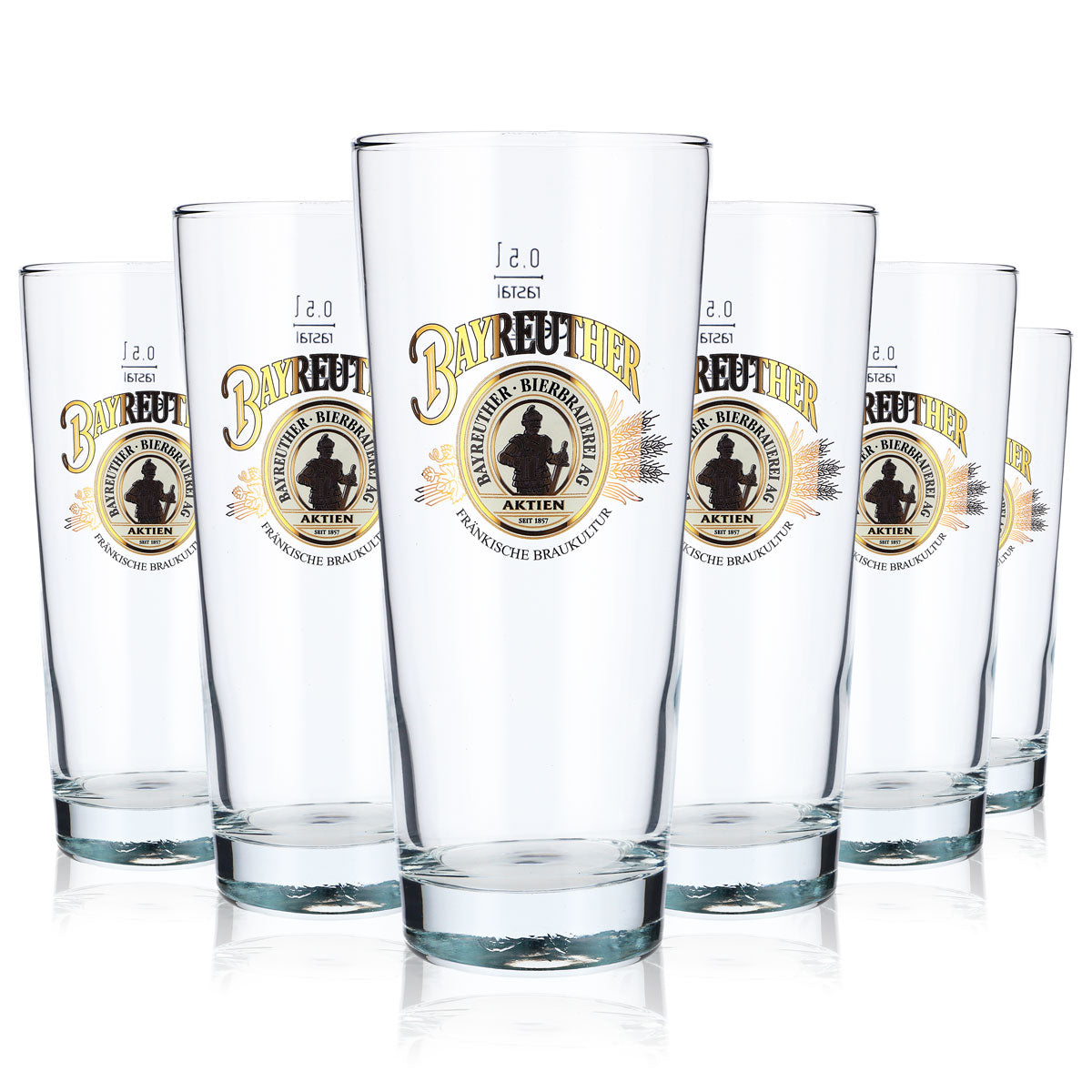 6 bicchieri da birra Willi da 0,5 l della birra Bayreuther Frankonia con logo dorato – Vista 5