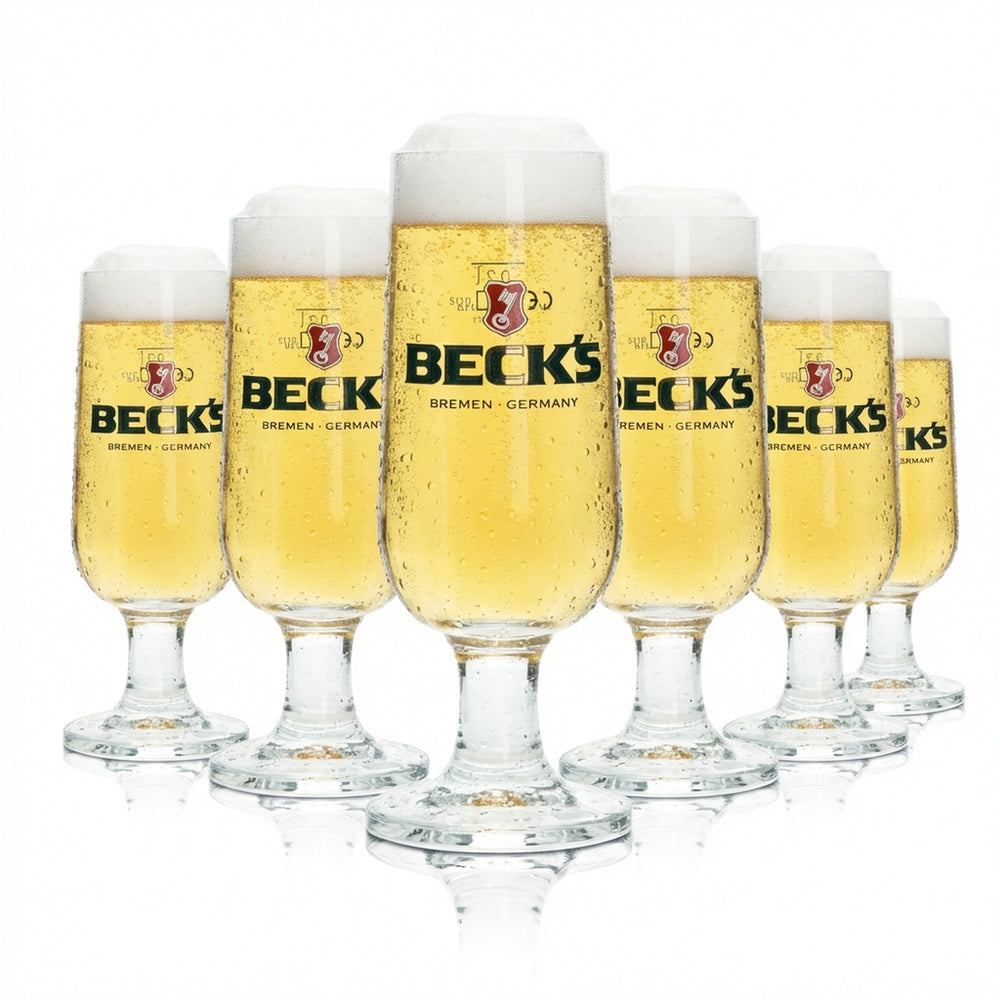 6 bicchieri da birra Becks 0,2 l a forma di coppa Ritzenhoff Tulipano Birrificio Argento Beer Bar