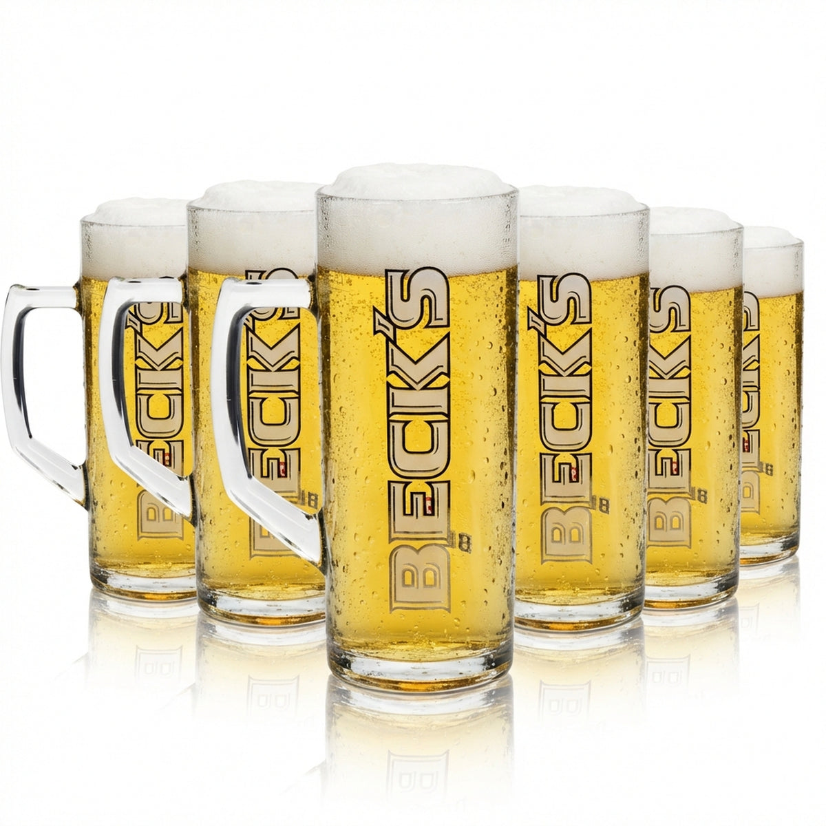 6 bicchieri da birra Becks 0,5 l Reno Borgonovo Seidel con manico Bicchieri Humpem