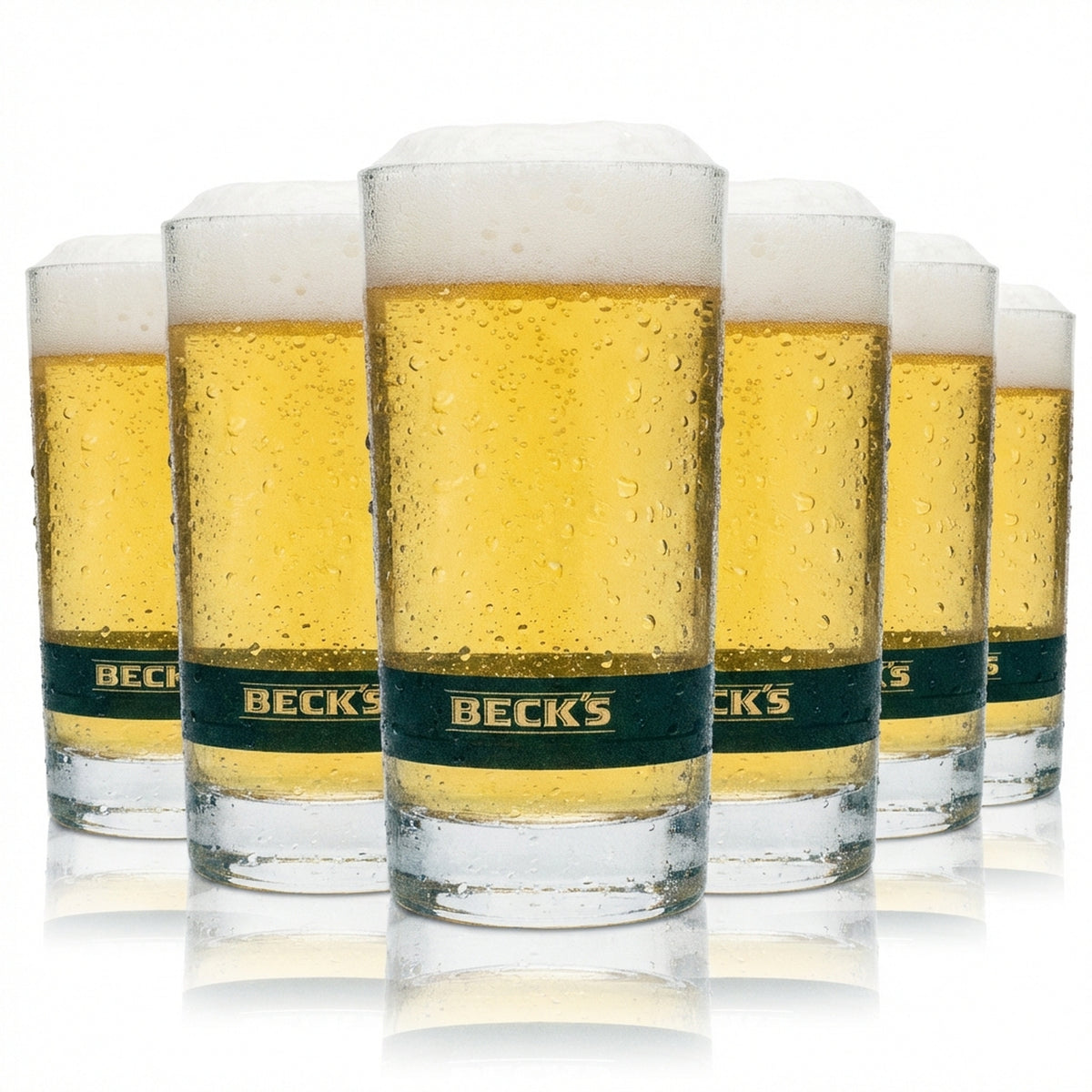 6 bicchieri da birra Becks Longdrink 250 ml con strisce grigie