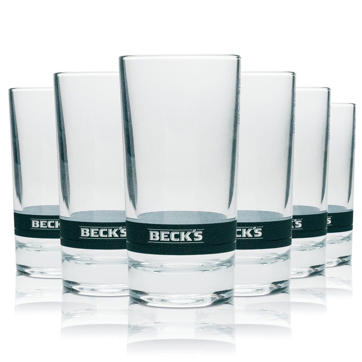 6 bicchieri da birra Becks Longdrink 250 ml con strisce grigie – Vista 4