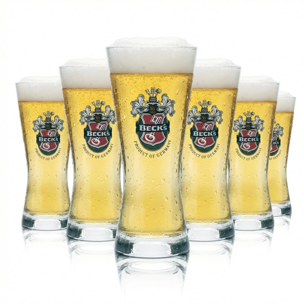6 bicchieri Becks da 0,2 l, bicchieri da birra, coppa, bicchieri tulipano, birrificio, birra pils, pub