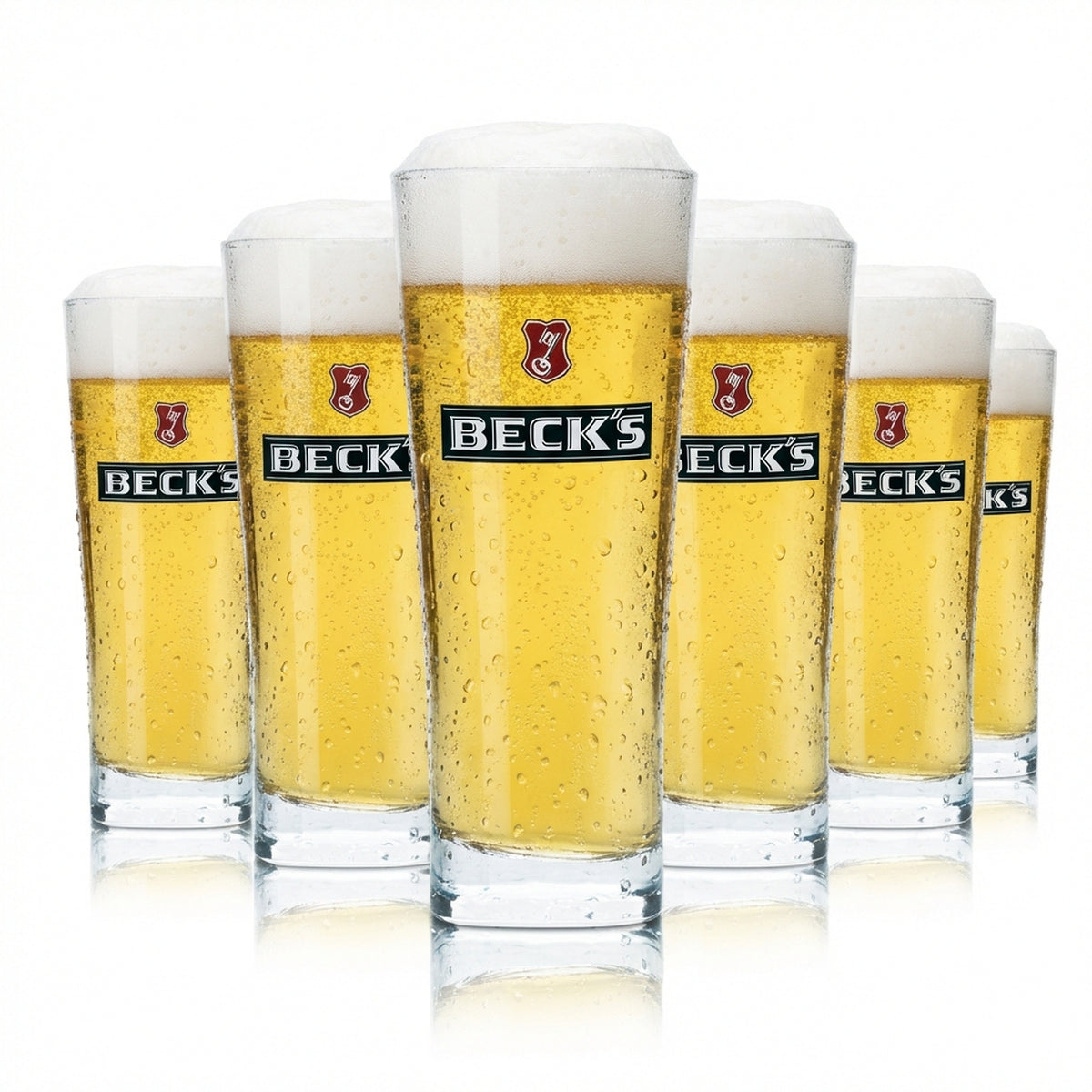 6 bicchieri Becks da 0,4 l con profilo Henry, bicchieri da birra a forma di coppa, calibrati, per uso gastronomico