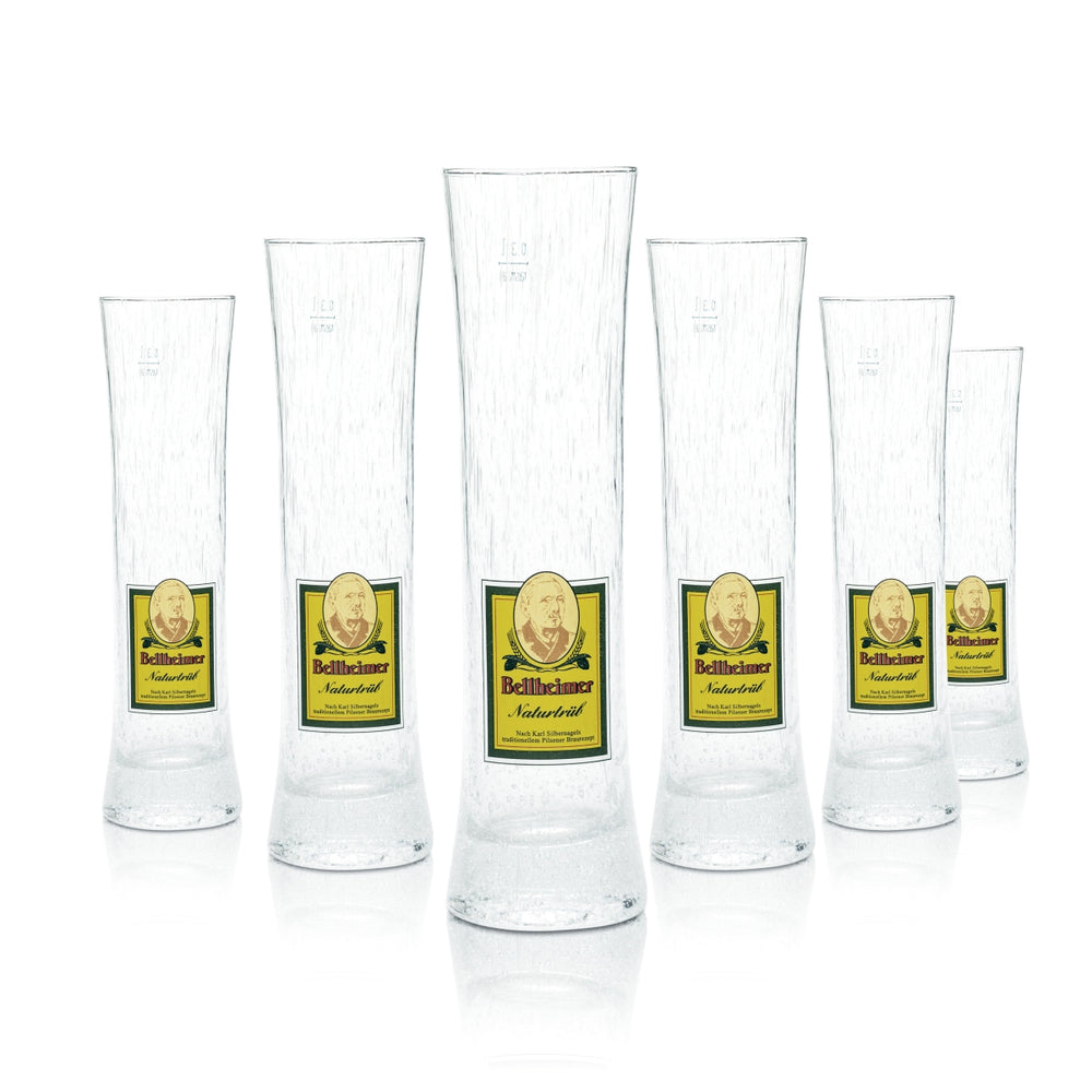6 bicchieri da birra Bellheimer 0,3 l Pils Stange Naturtrüb Frosted Eis Gläser Bräu