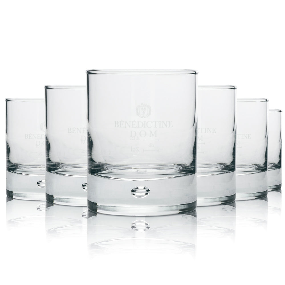 6 bicchieri tumbler da whisky Benedictine con bolla sul fondo