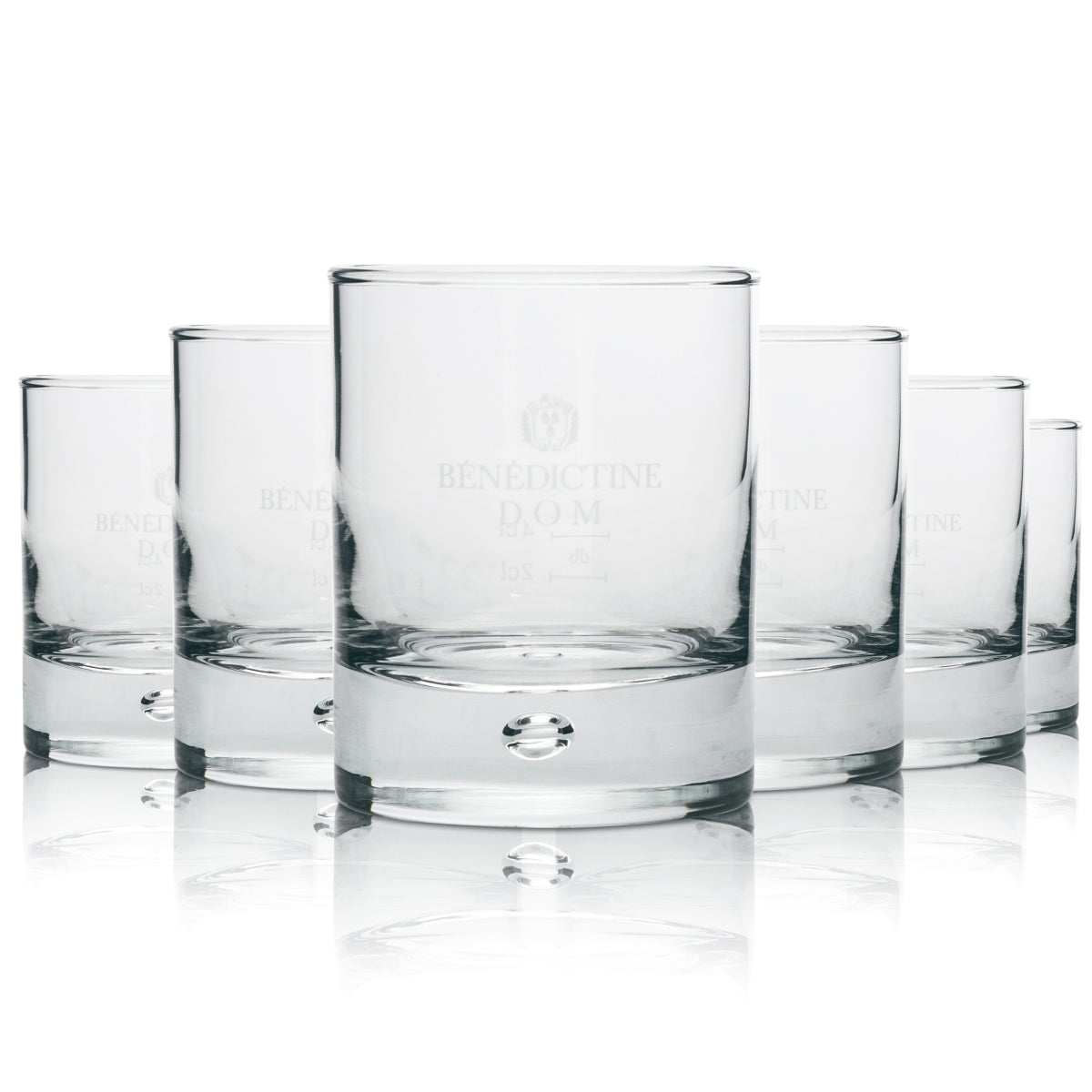 6 bicchieri tumbler da whisky Benedictine con bolla sul fondo