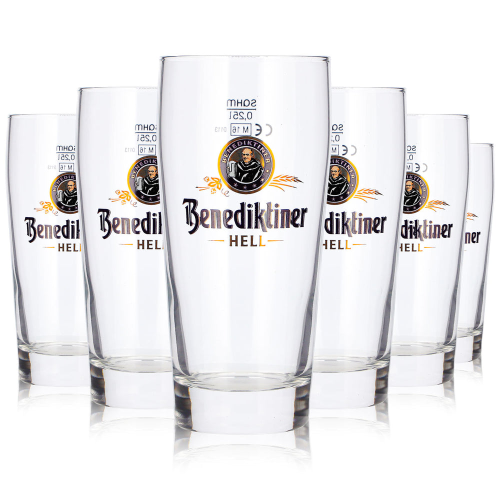 6 bicchieri da birra Benediktiner da 0,25 l, bicchieri Sahm Willi (set da 6)
