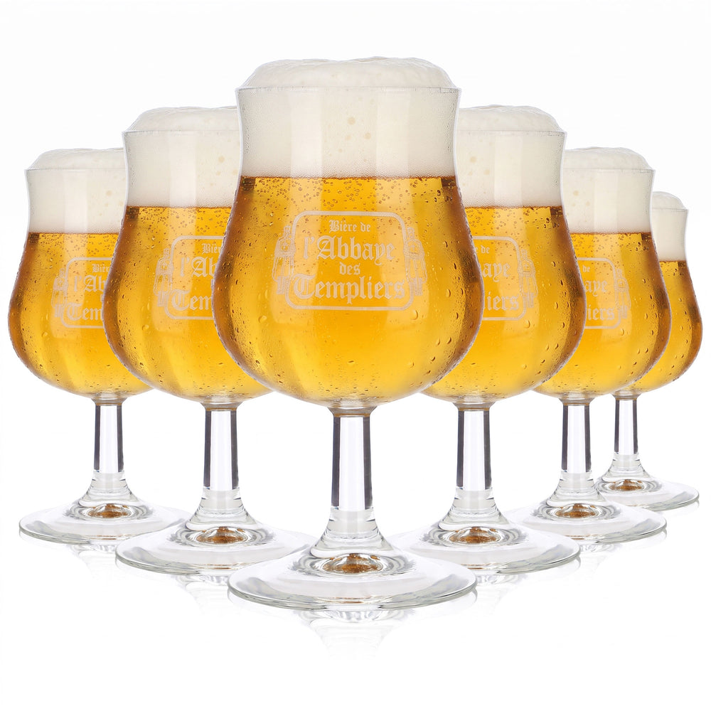 6 bicchieri da birra "Biere d’Abbaye" da 0,38 l, a forma di tulipano, con logo "Ritter" bianco (set da 6)