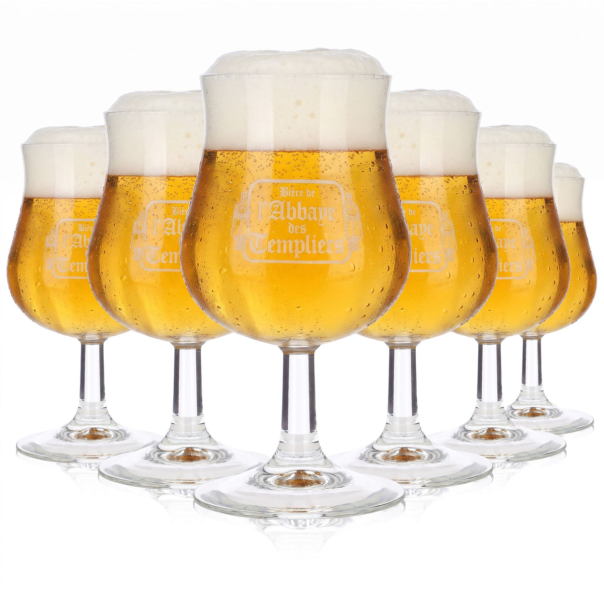 6 bicchieri da birra "Biere d’Abbaye" da 0,38 l, a forma di tulipano, con logo "Ritter" bianco (set da 6)