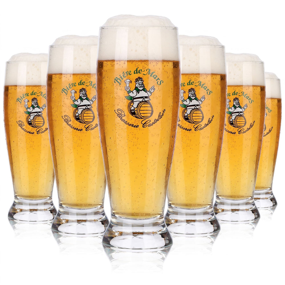 6 bicchieri "Biere de Mars" da 0,25 l, modello a coppa, Brasserie Castelain
