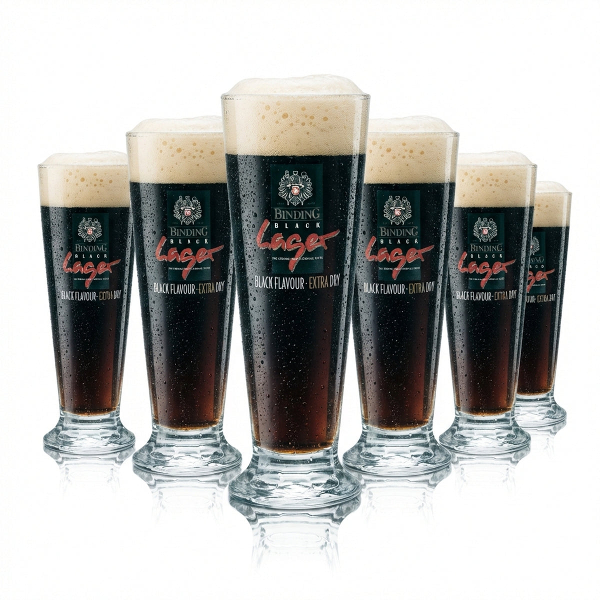 6 bicchieri da birra con bordo rinforzato 0,3 l, forma a tulipano, nero, birra lager, pub, birra pils