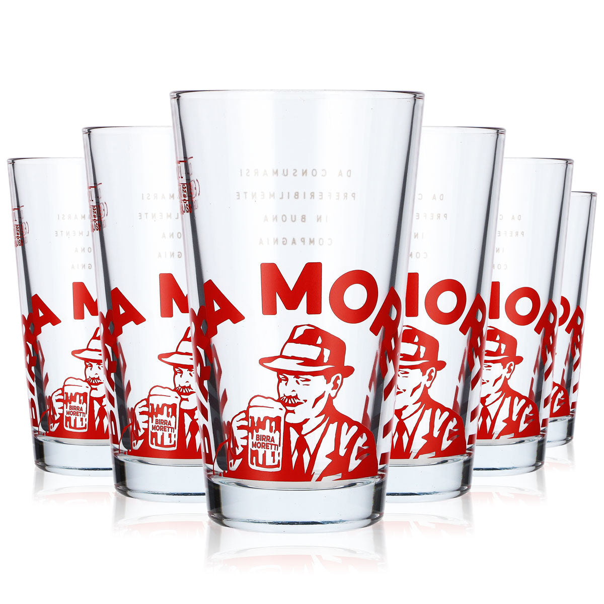 6 bicchieri da birra Birra Moretti da 0,2 l con logo rosso (set da 6)