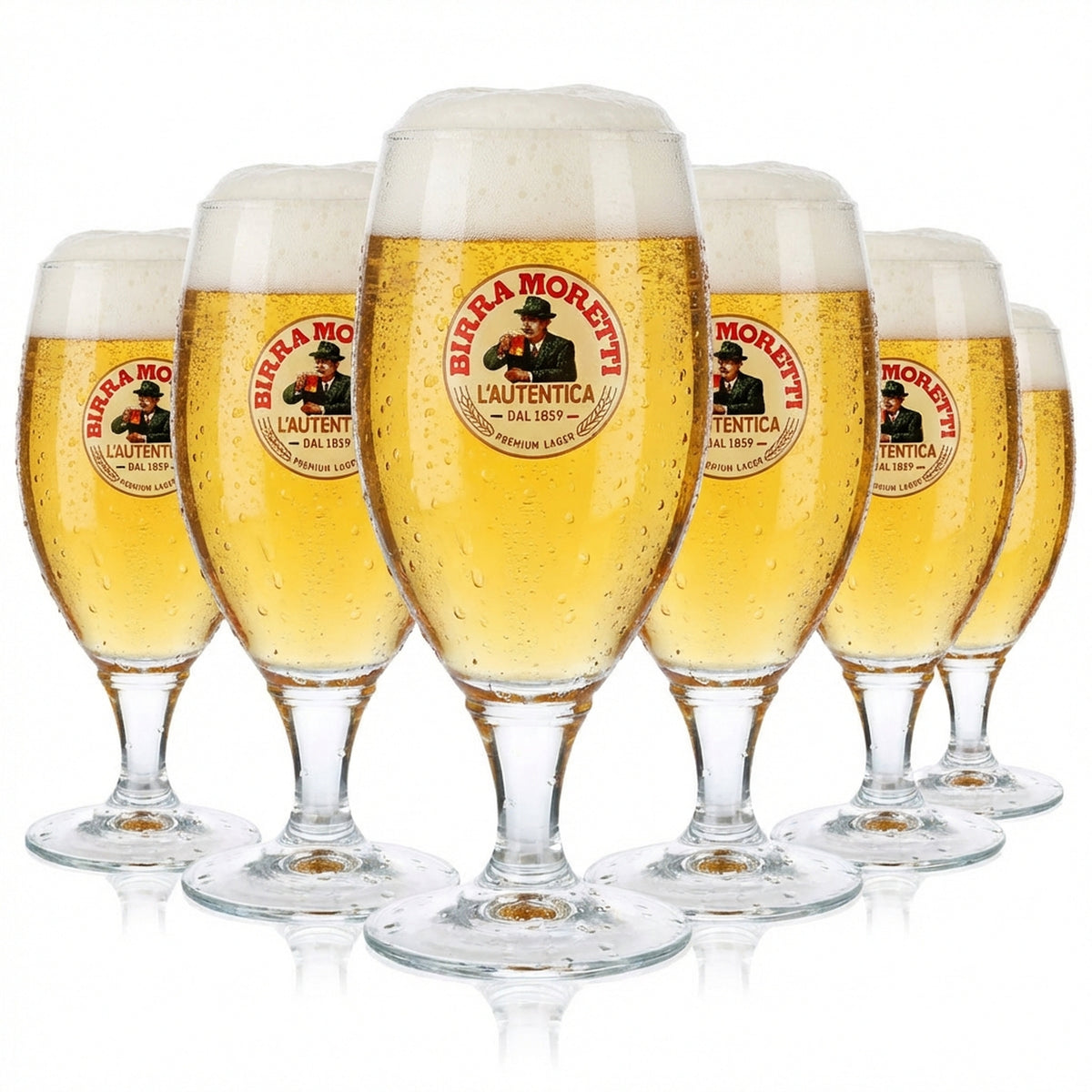 6 bicchieri da birra Birra Moretti 0,4 l, forma bombata