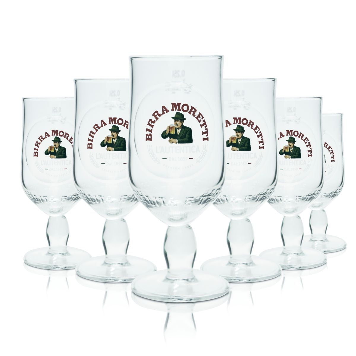 6 bicchieri Birra Moretti 0,25 l Tulipano Bicchiere da birra L'Autentica Pilsner Italia
