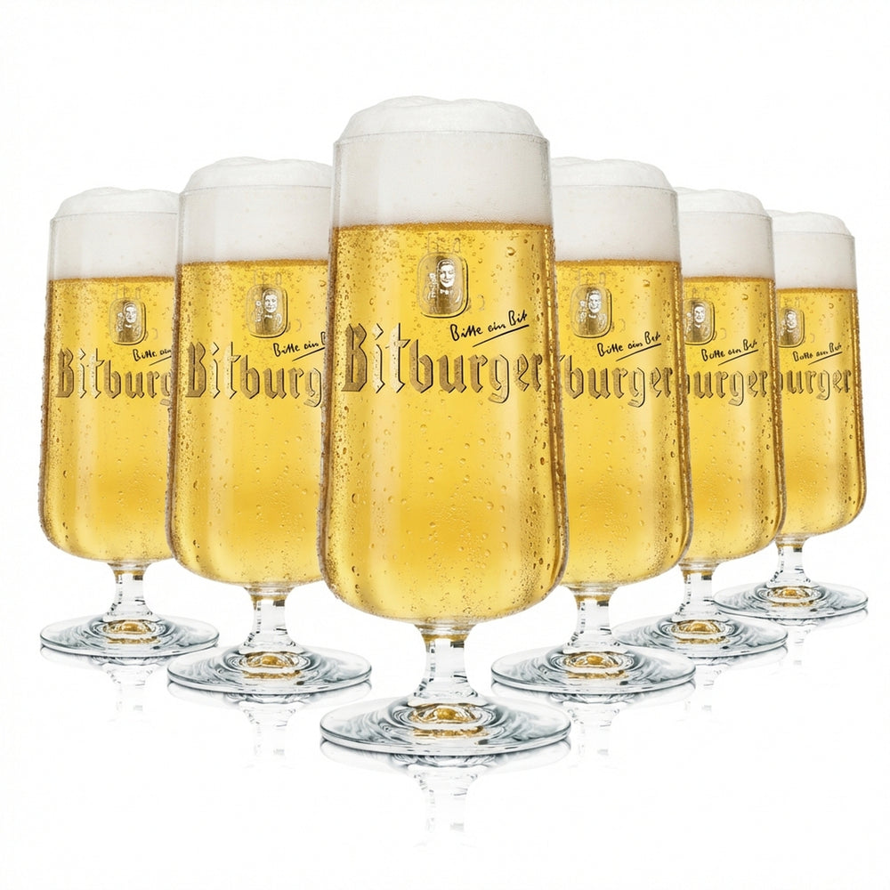 6 bicchieri da birra Bitburger da 0,3 l, modello Rastal