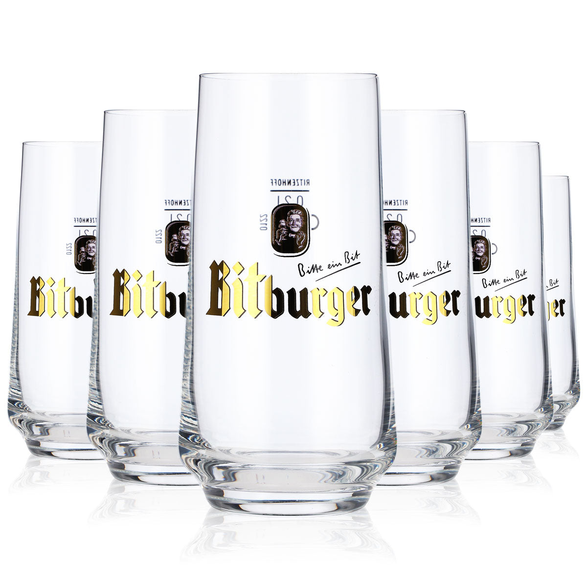 6 bicchieri da birra Bitburger 0,2 l Bit-Becher a forma di pancia Ritzenhoff – Vista 2