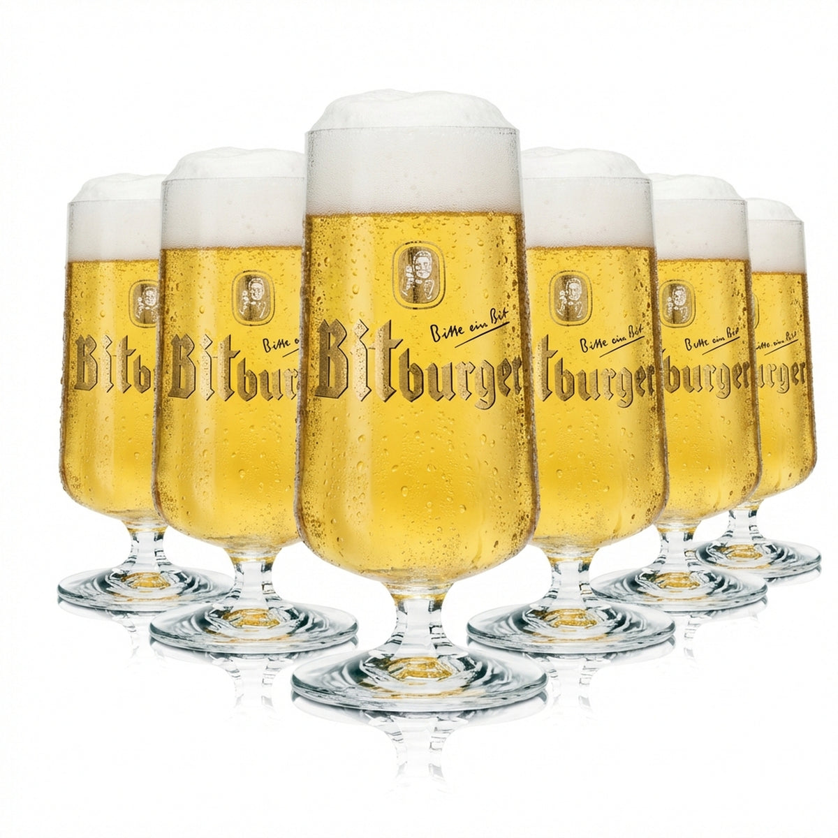 6 bicchieri Bitburger 0,1 l a forma di coppa tulipano per degustazione birra Pils birrifico bar