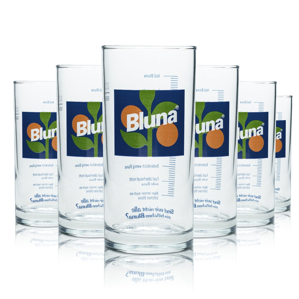 6x Bluna Limonata Bicchiere Longdrink 0,2 l Fun Skala Retro Bicchieri Bicchiere Tazza