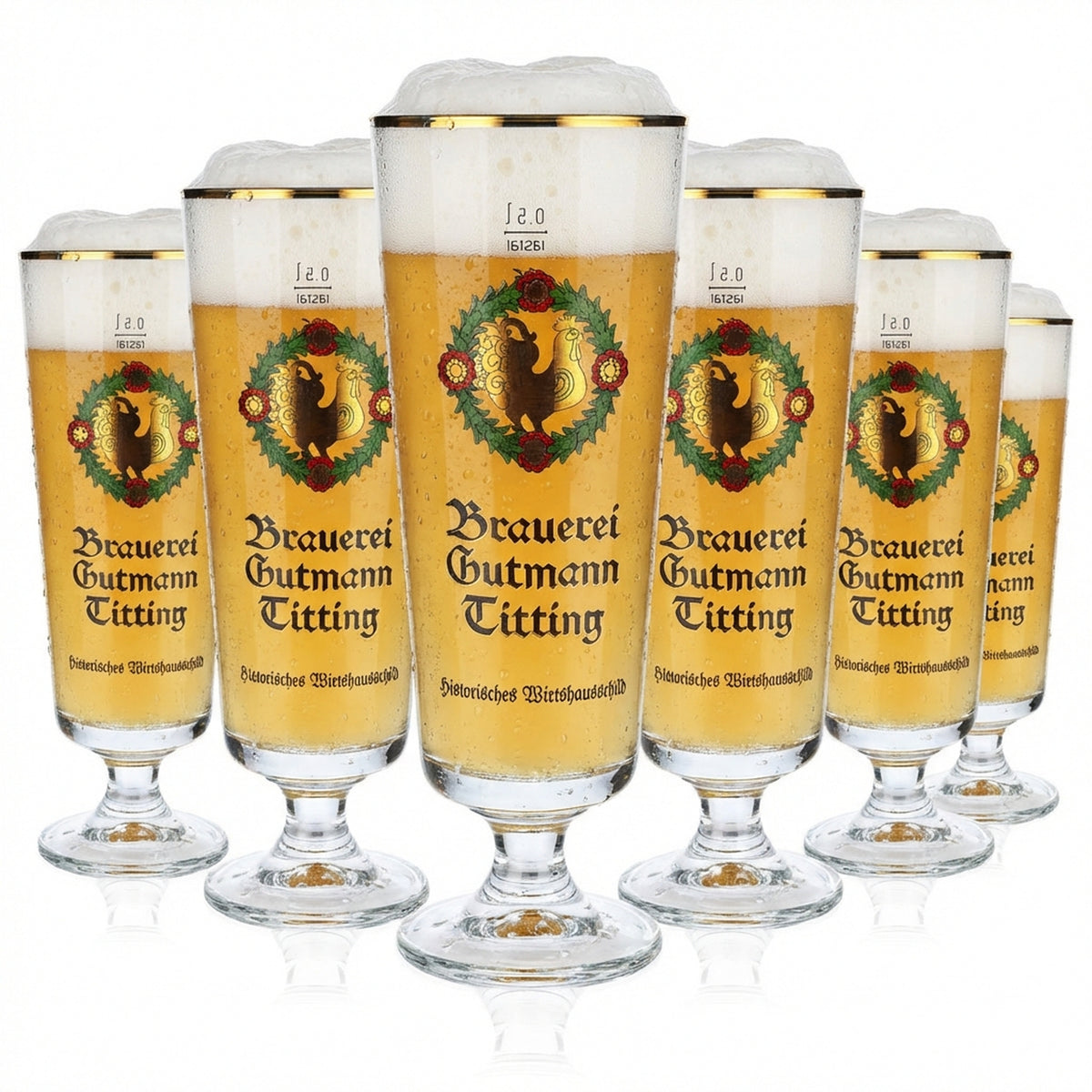 6 bicchieri da birra da 0,5 l della birreria Gutmann Titting con rubinetto Rastal Brauerstutzen