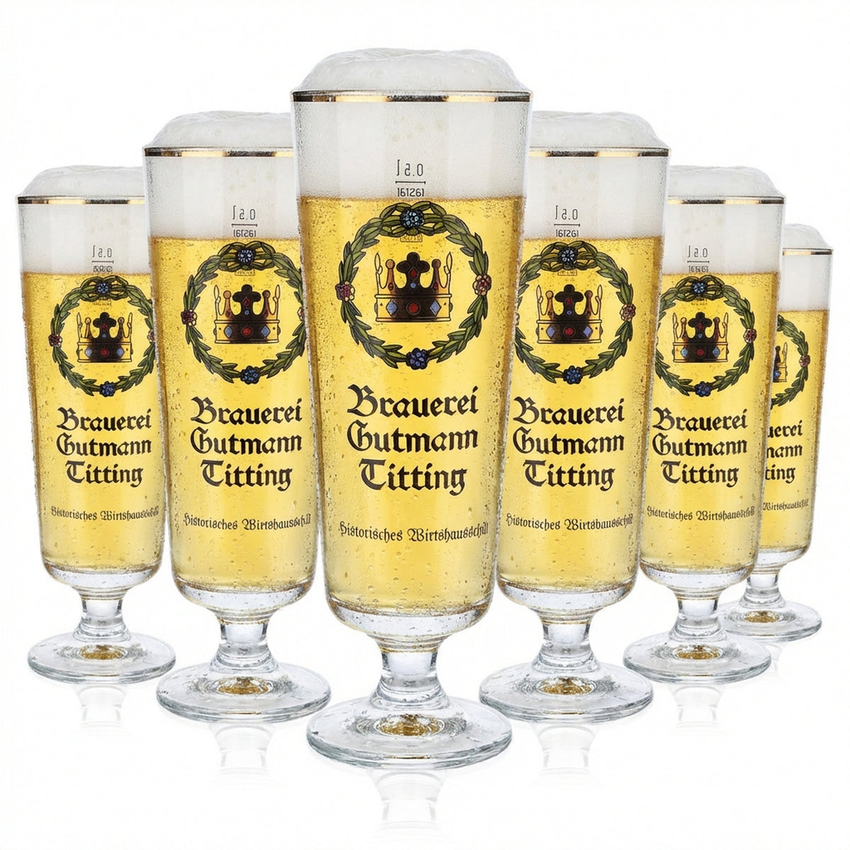 6 bicchieri da birra Gutmann Titting da 0,5 l con corona e beccuccio
