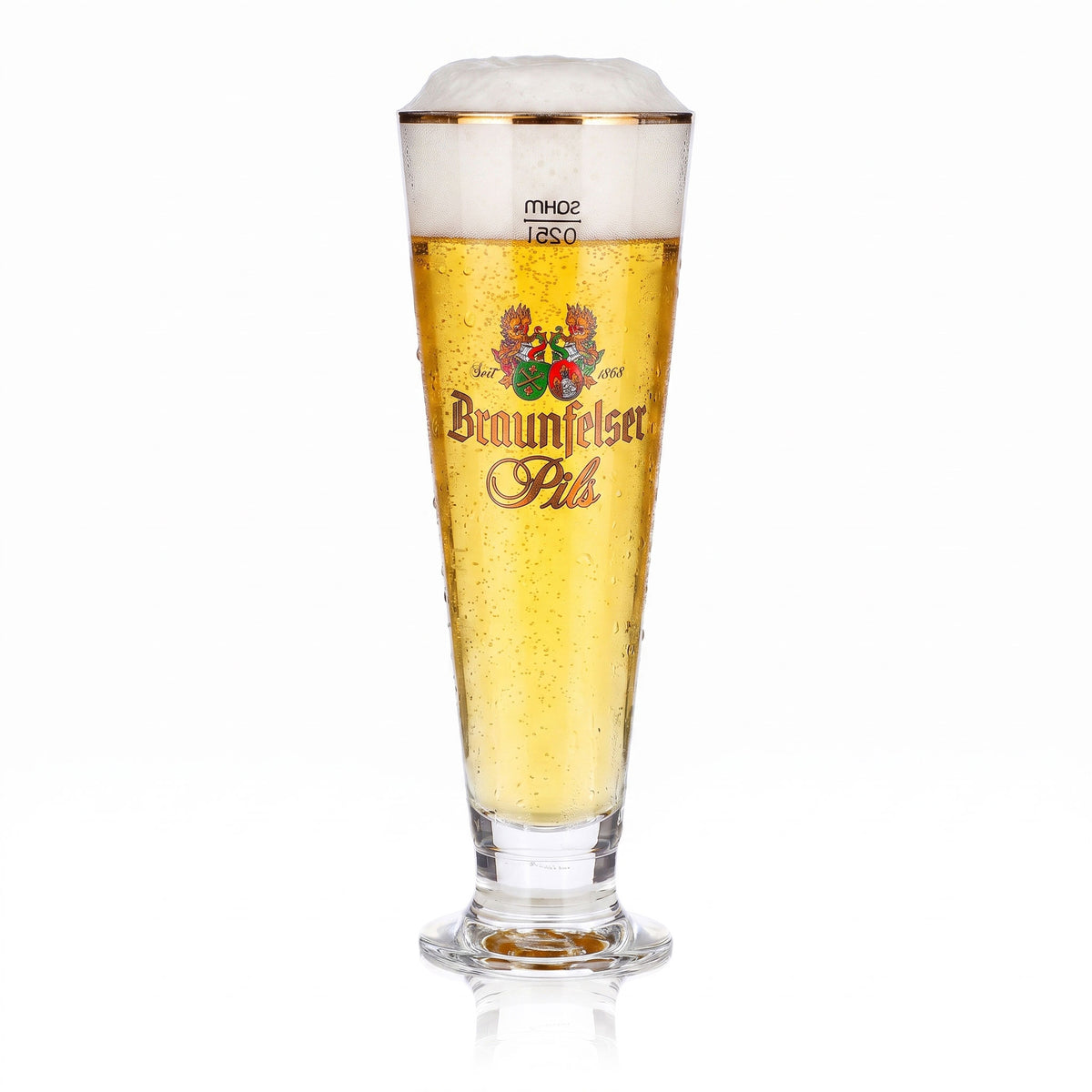 6 bicchieri da birra Braunfelser da 0,25 l, a forma di coppa con bordo dorato, modello Pils Sahm (set da 6) – Vista 2