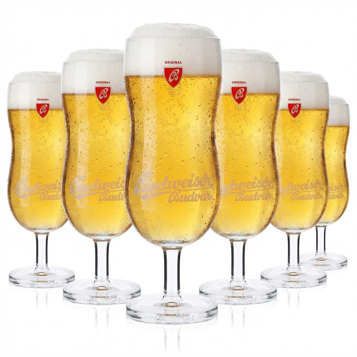 6 bicchieri da birra Budweiser 0,25 L Bicchieri da birra con profilo Bicchieri di design Budvar