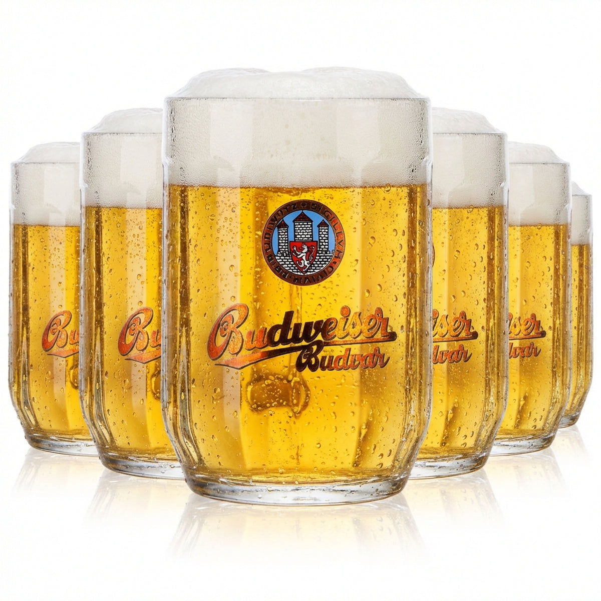 6 bicchieri da birra Budweiser Bierseidel 0,3 l boccale "Budvar" Sahm Praga