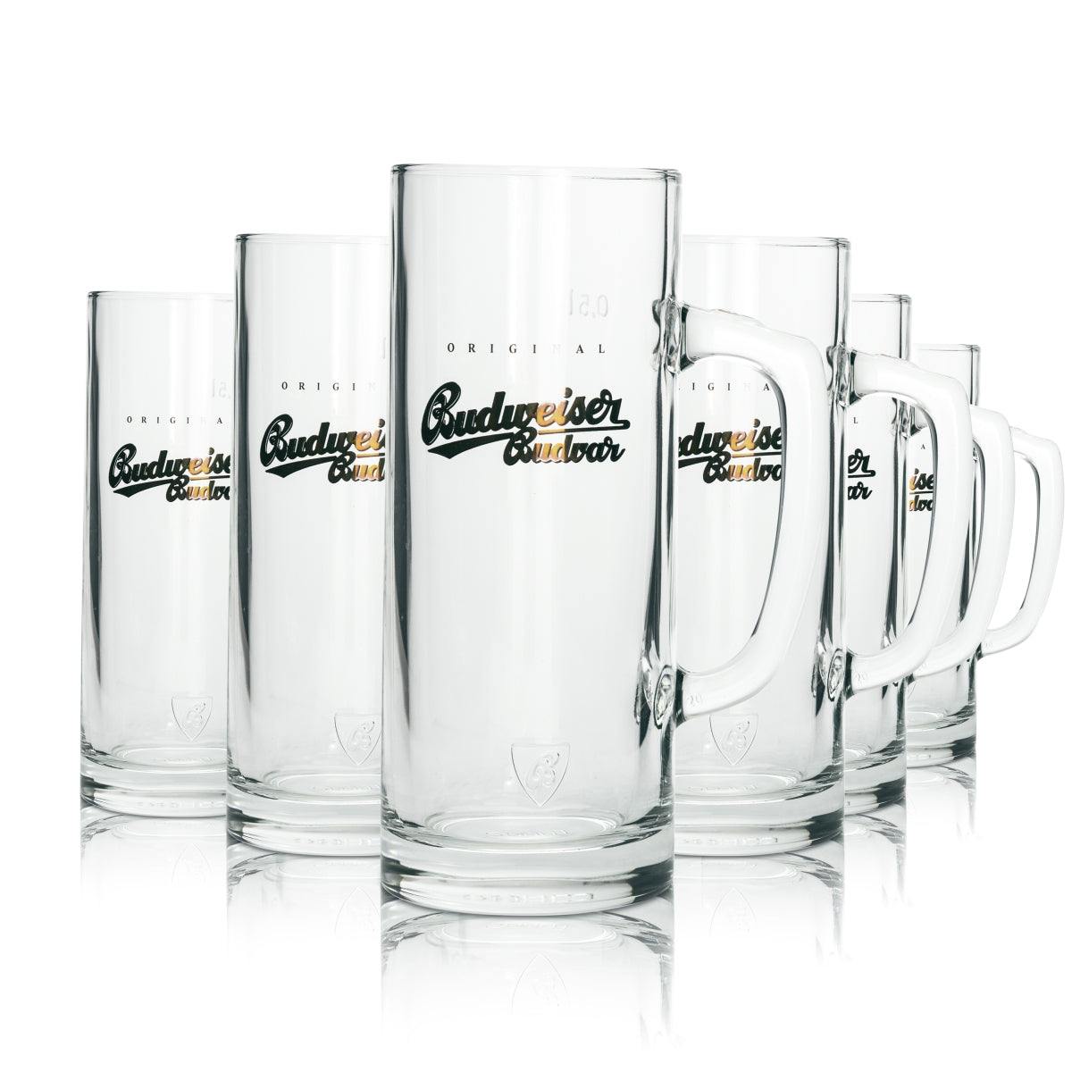 6 bicchieri da birra Budweiser 0,5 l con logo dorato