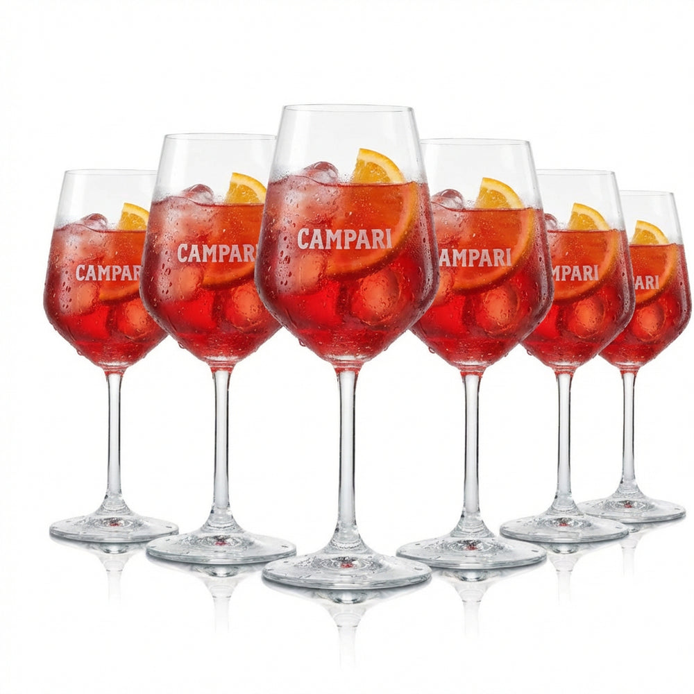6 bicchieri Campari 0,48 l con stelo, edizione Amalfi, per aperitivi, cocktail e long drink