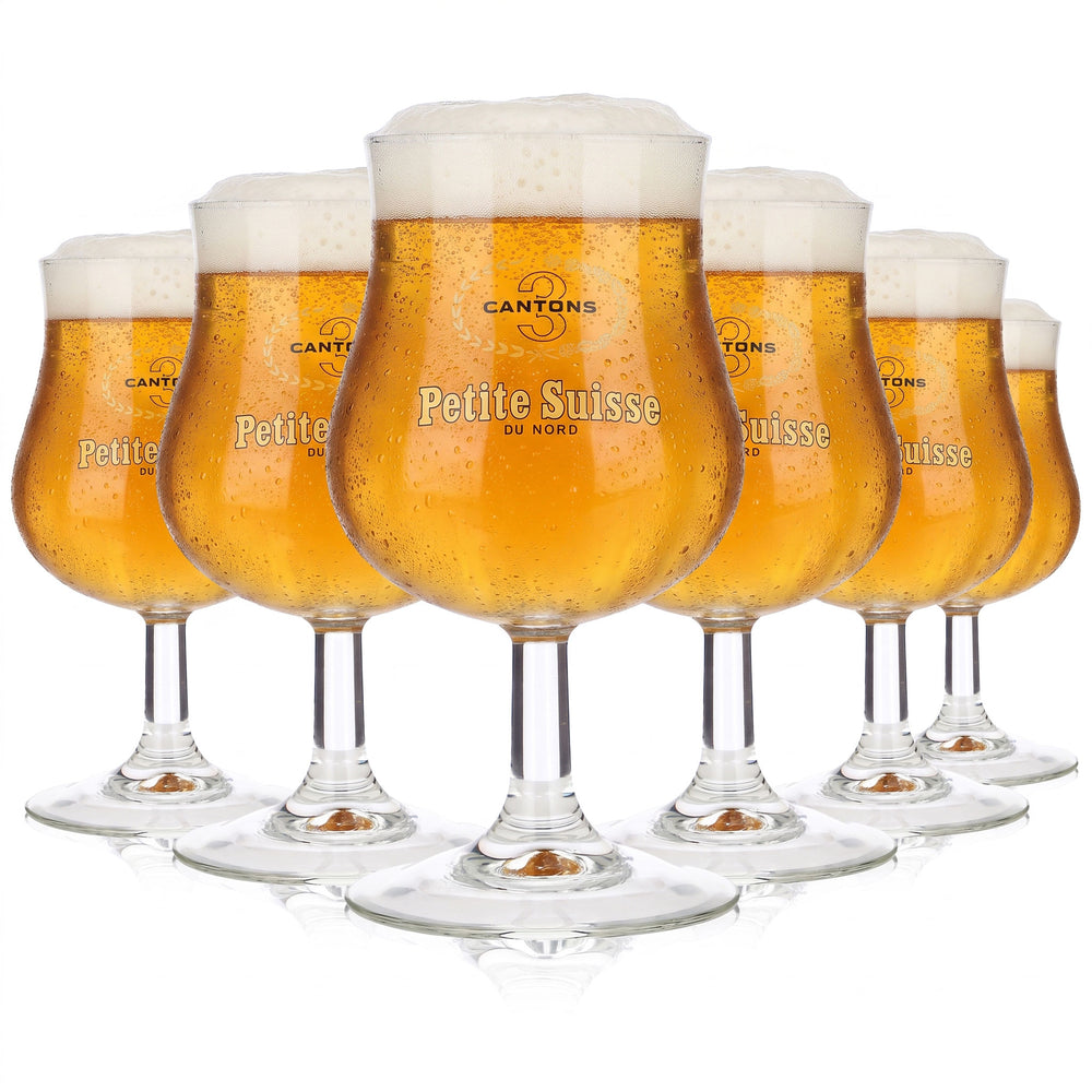 6 bicchieri da birra Canton 3 Petite Suisse da 0,37 l, forma a tulipano, colore giallo "Du Nord" (set da 6)