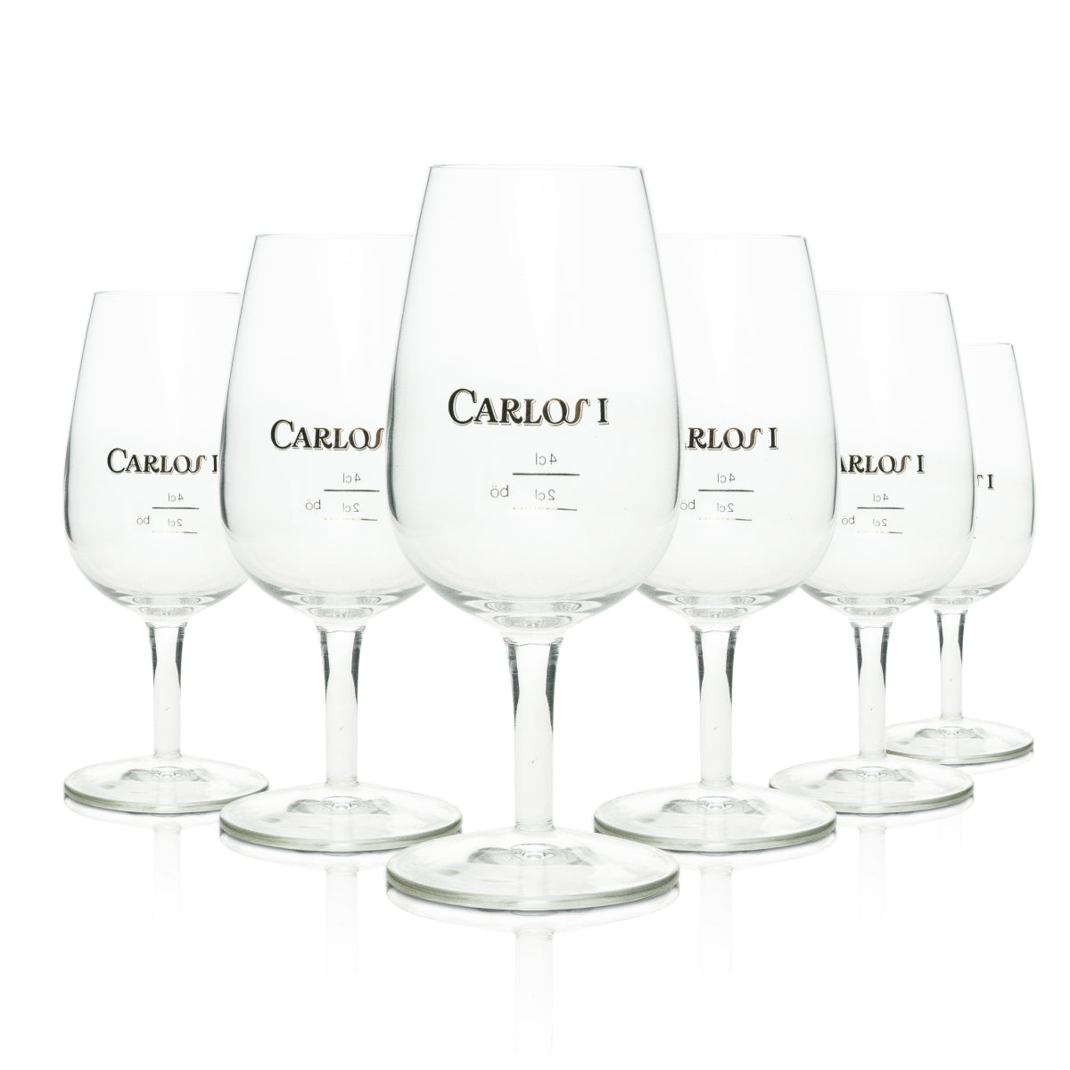 6 bicchieri da brandy Carlos con logo dorato 4 cl Böckling