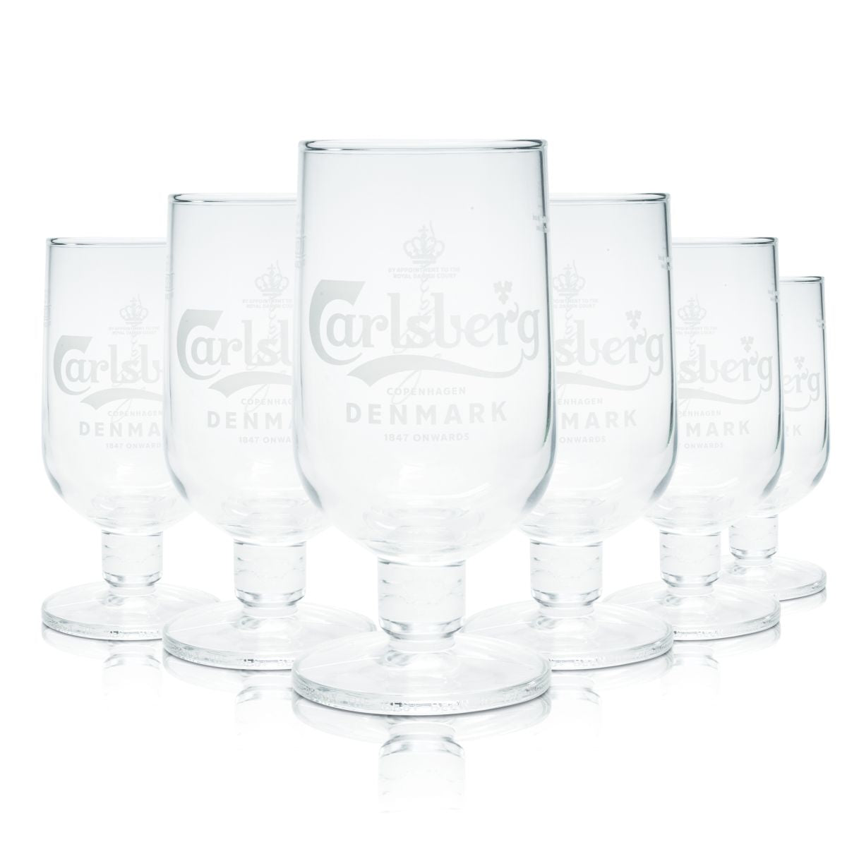 6 bicchieri da birra Carlsberg 0,25 l bicchiere a calice Pilstulpe set birrificio Danimarca