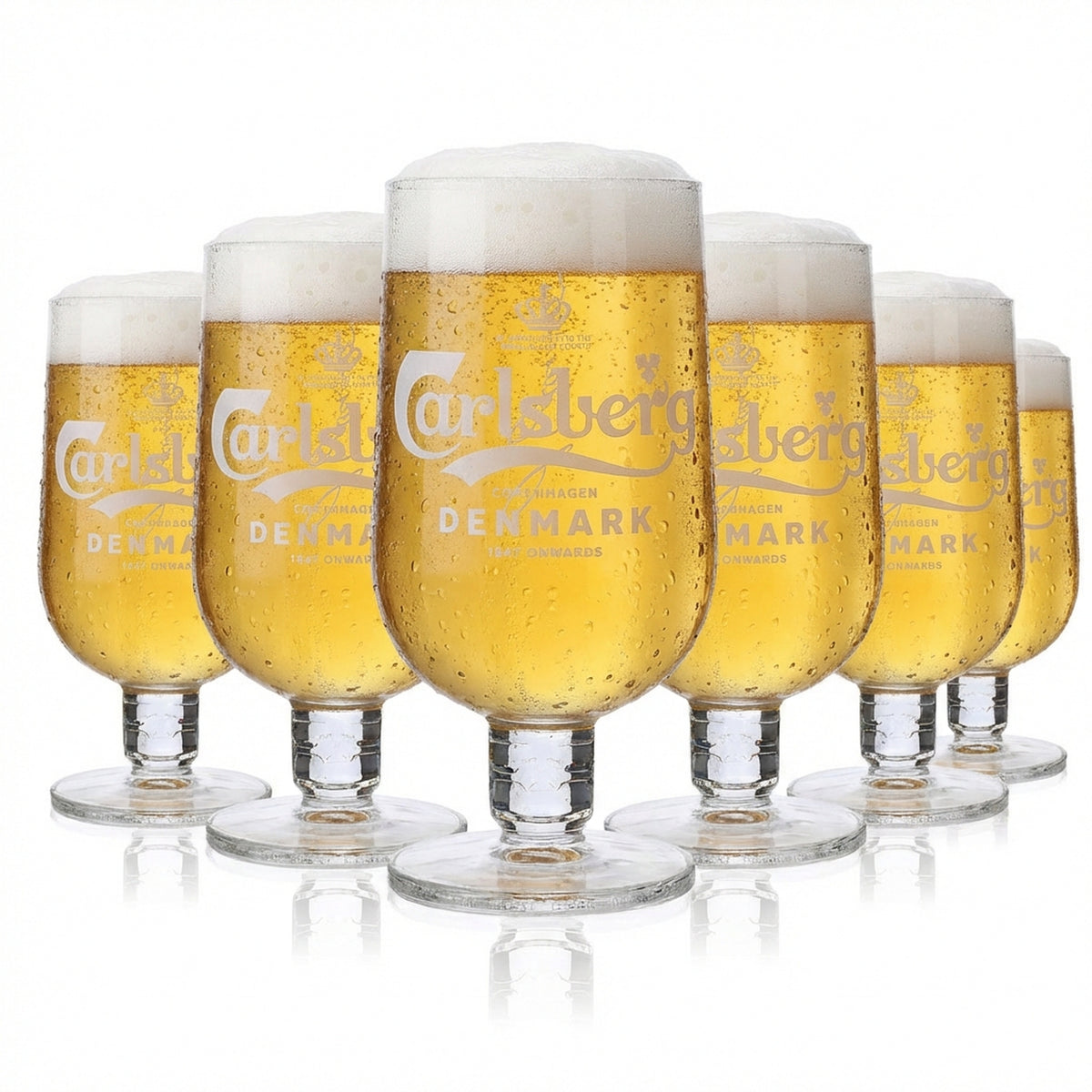 6 bicchieri da birra Carlsberg in vetro da 0,3 l, forma a calice, set Danish Brewery Gastro