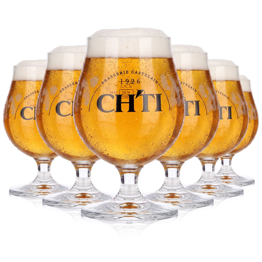 6 bicchieri da birra Castelain da 0,25 l, modello a tulipano, con motivo CH’TI 1926 Weizen