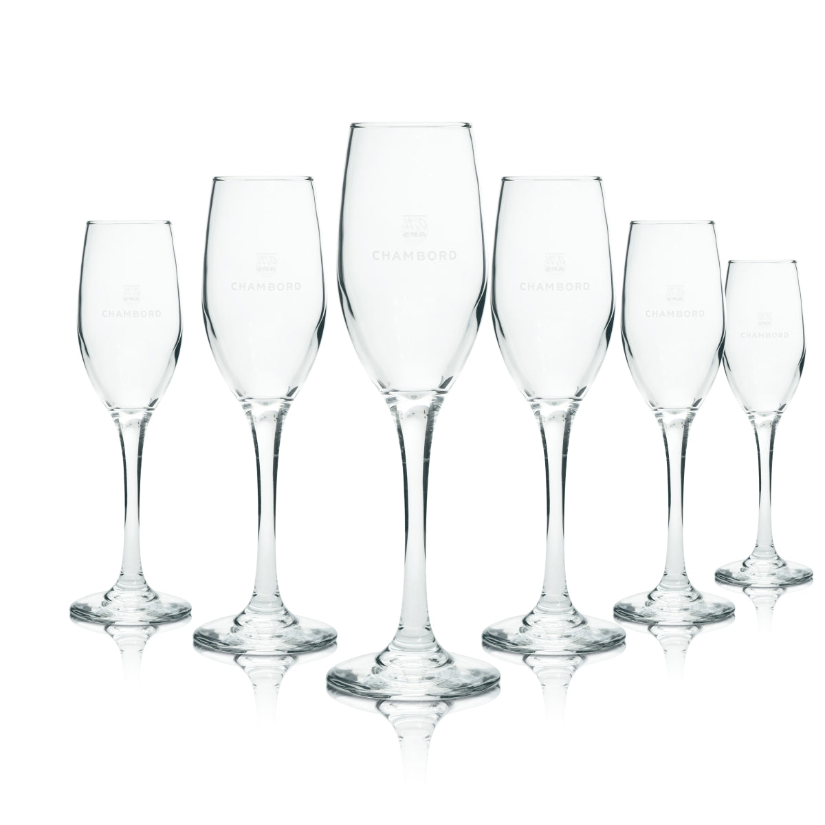 6 bicchieri da champagne Chambord 0,1 l, calici a forma di flûte, bicchieri da spumante Secco, aperitivo gastronomico
