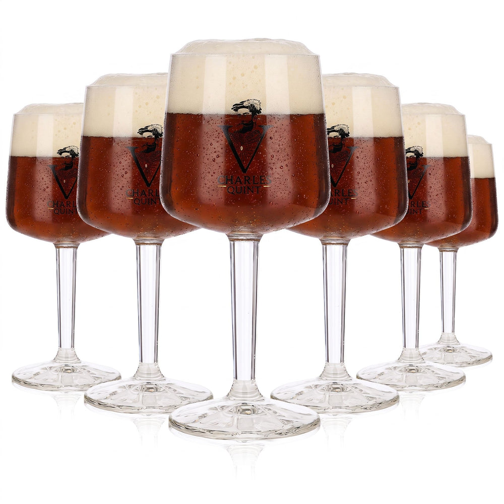6 bicchieri da birra “Carlo V” da 0,25 l, a forma di coppa, con stelo squadrato, Ayano