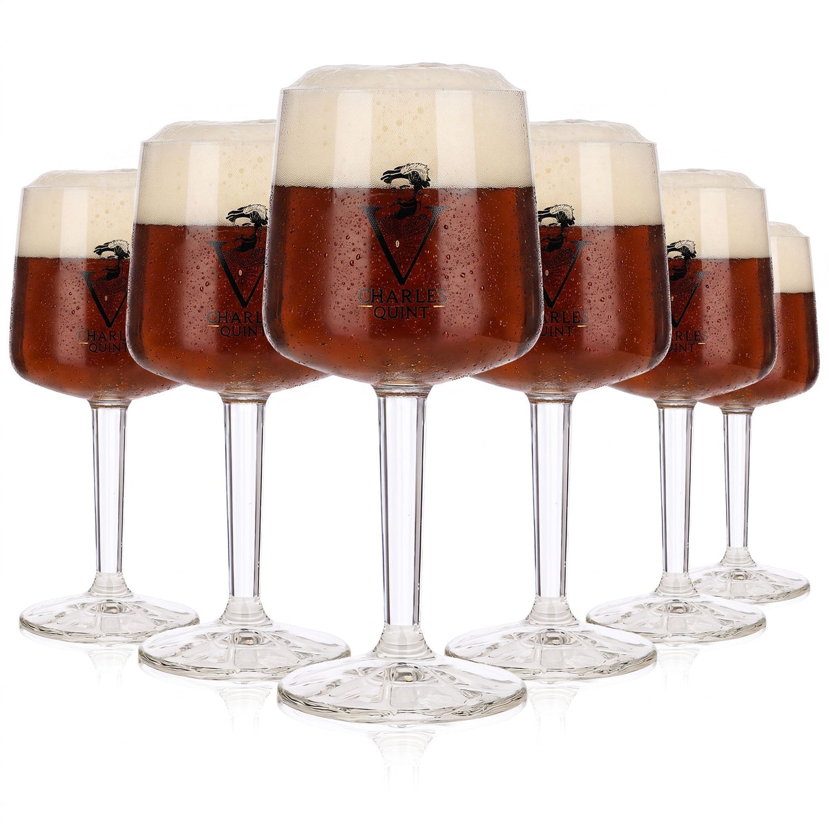 6 bicchieri da birra “Carlo V” da 0,25 l, a forma di coppa, con stelo squadrato, Ayano