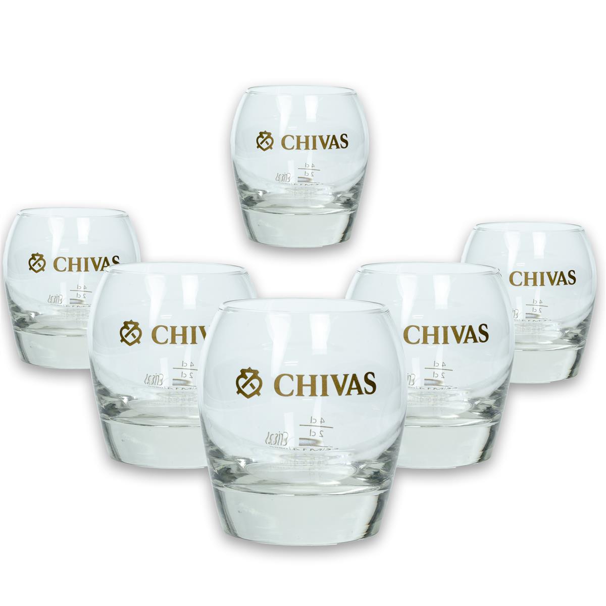 6 bicchieri tumbler Chivas Regal con scritta dorata