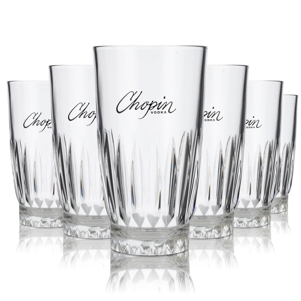 6 bicchieri Chopin 0,355 l per cocktail highball, set con vetro sagomato in rilievo