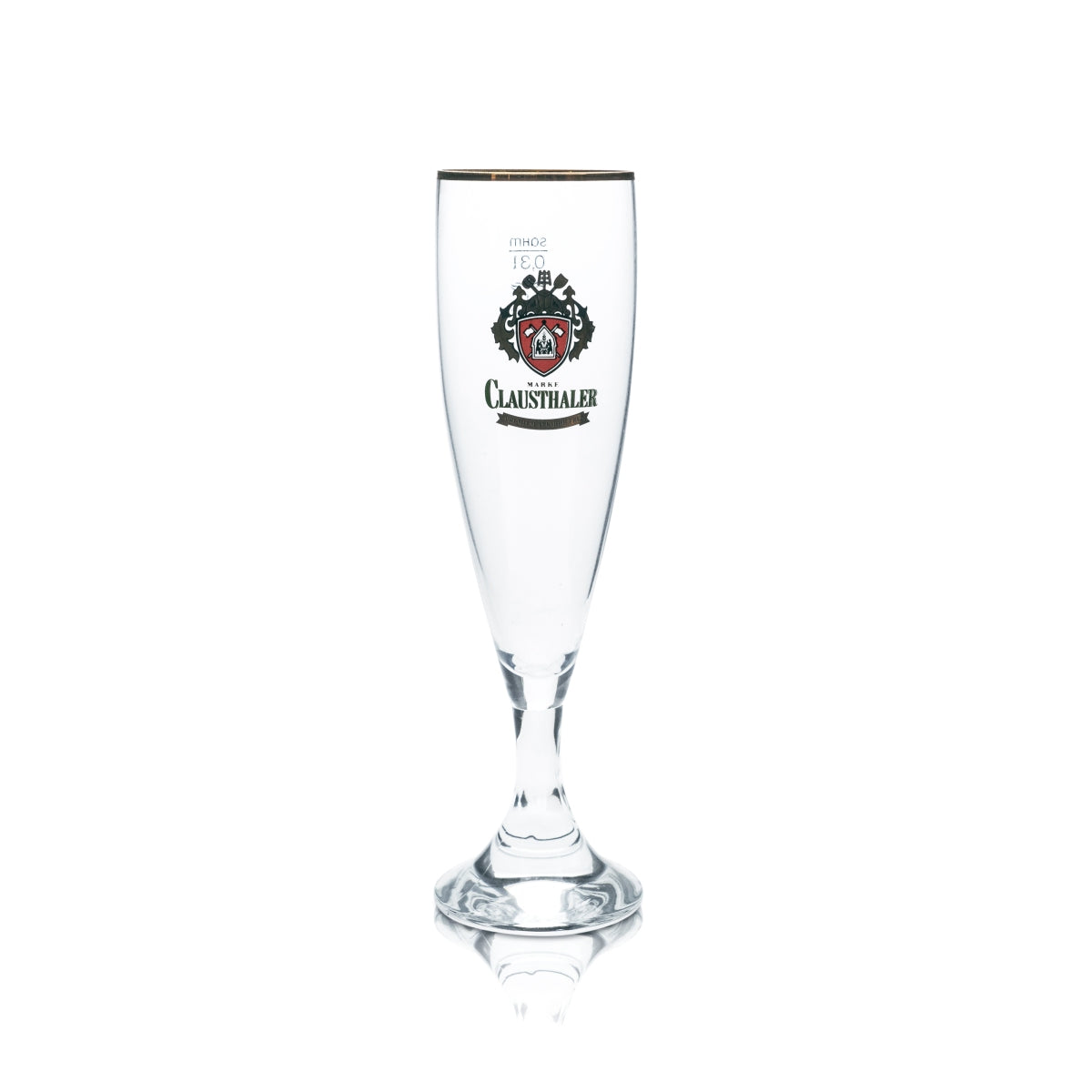 6 bicchieri da birra Clausthaler 0,3 l a forma di coppa con bordo dorato, senza alcol, per bar e ristoranti – Vista 2