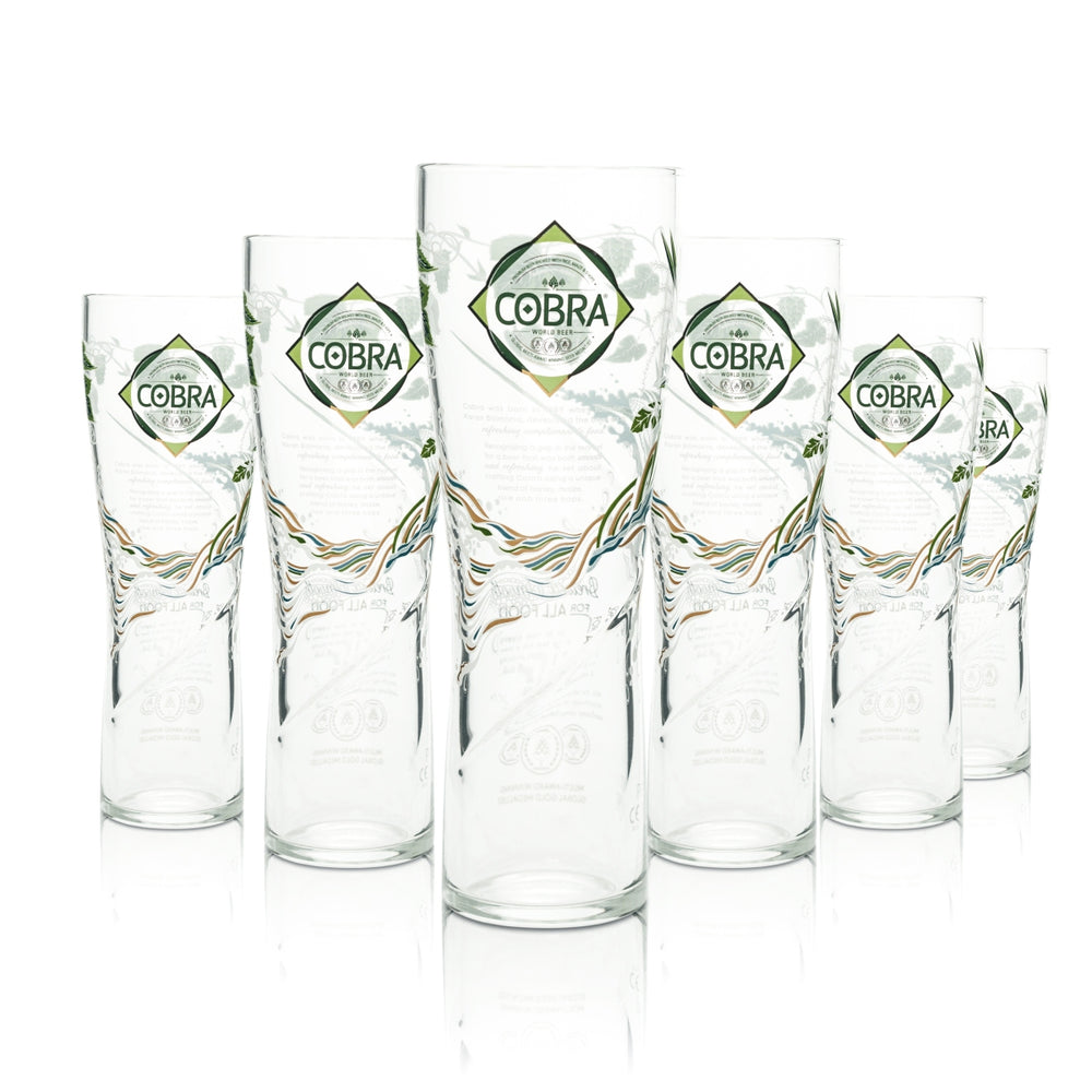 6 bicchieri da birra Cobra 0,5 l, pinta, storia, bicchieri da birra indiani, India, rari, da collezione