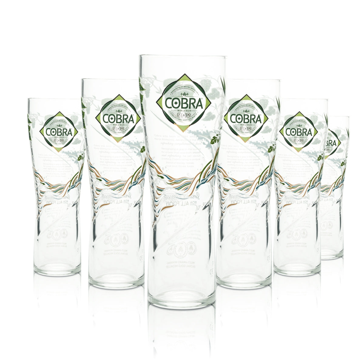 6 bicchieri da birra Cobra 0,5 l, pinta, storia, bicchieri da birra indiani, India, rari, da collezione