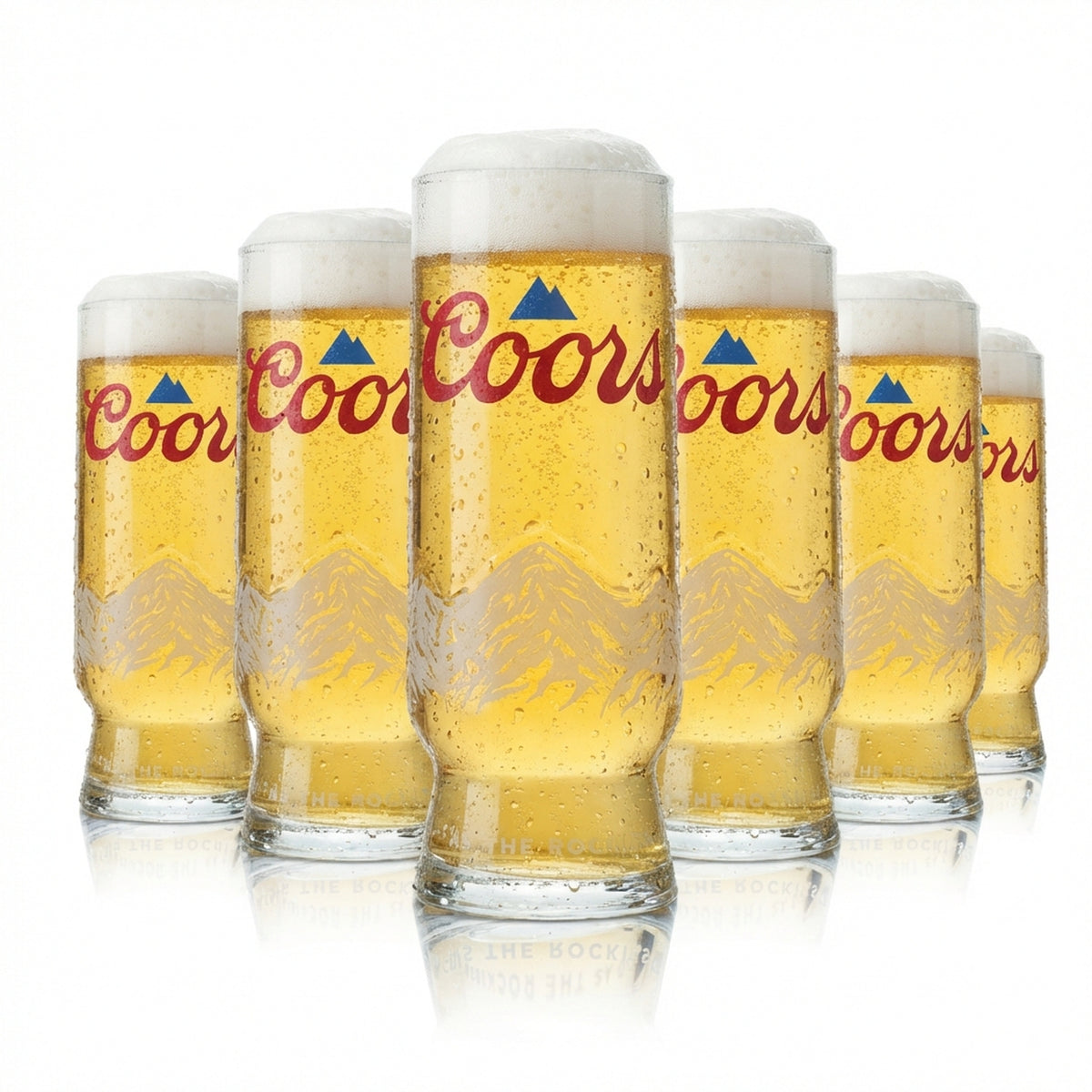 6 bicchieri da birra Coors 0,25 l, forma a tulipano, con rilievo, Inghilterra, Regno Unito, Half Pint