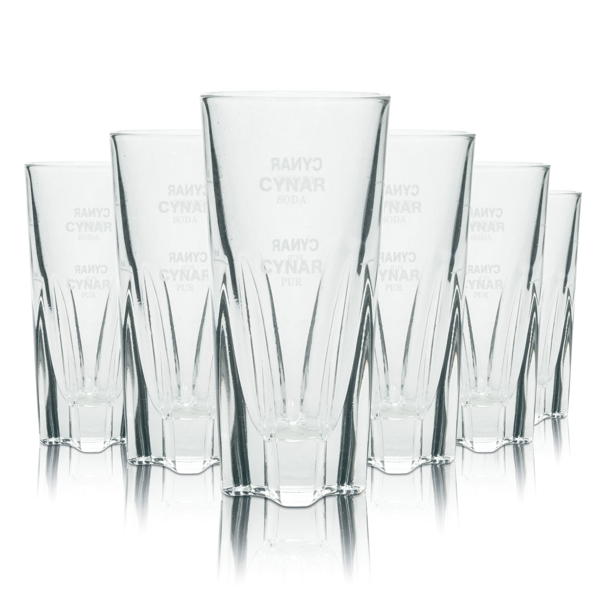 6 bicchieri Cynar Amaro 100 ml On Ice Bicchieri Puro Ghiaccio Cubetti Longdrink Rilievo Stampato